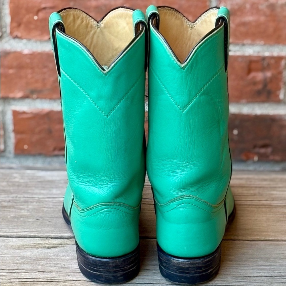 Justin L3730 Women’s Turquoise Leather Western Roper Cowboy Boots 5.5B - Picture 4 of 8
